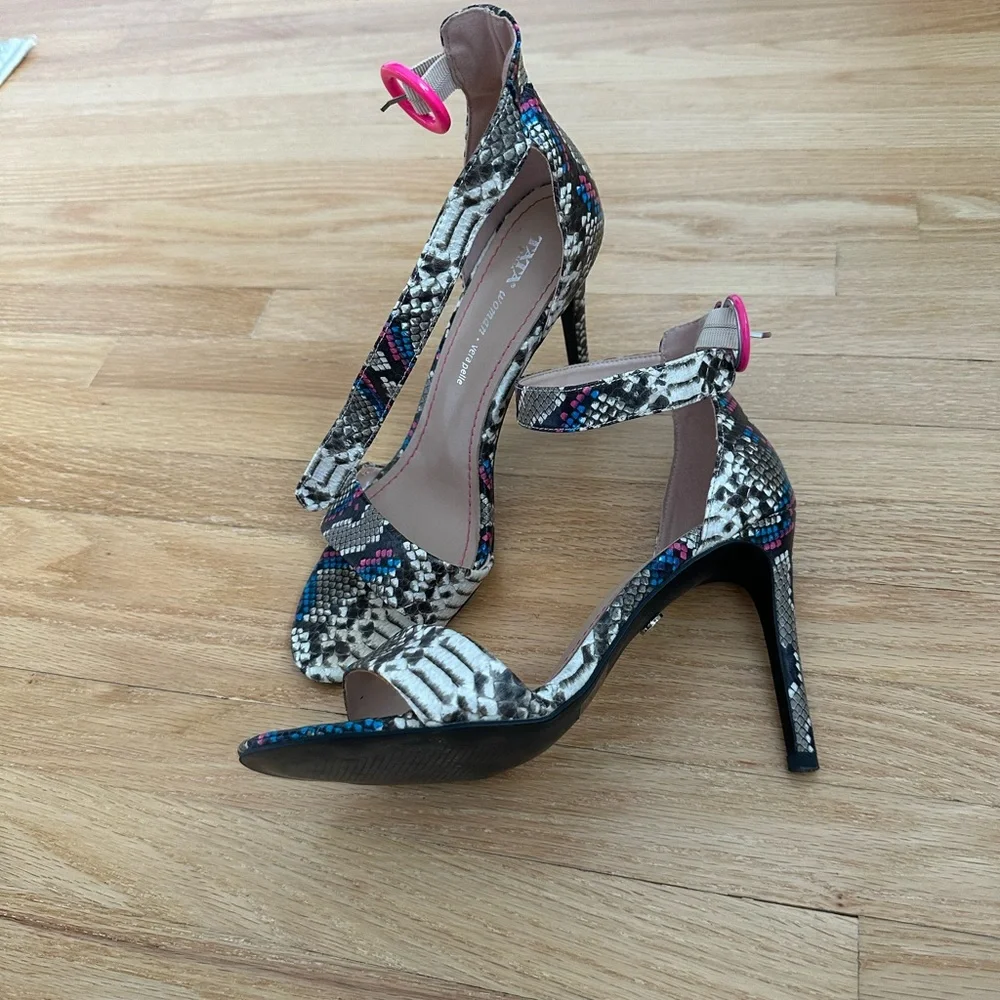 Tata Italia Snakeskin Heels with Pink and Blue Accents - Picture 6 of 8